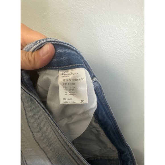 Kan Can Denim Shorts High Rise Button Fly Distressed Frayed Hem‎ Size 28 - Picture 6 of 6